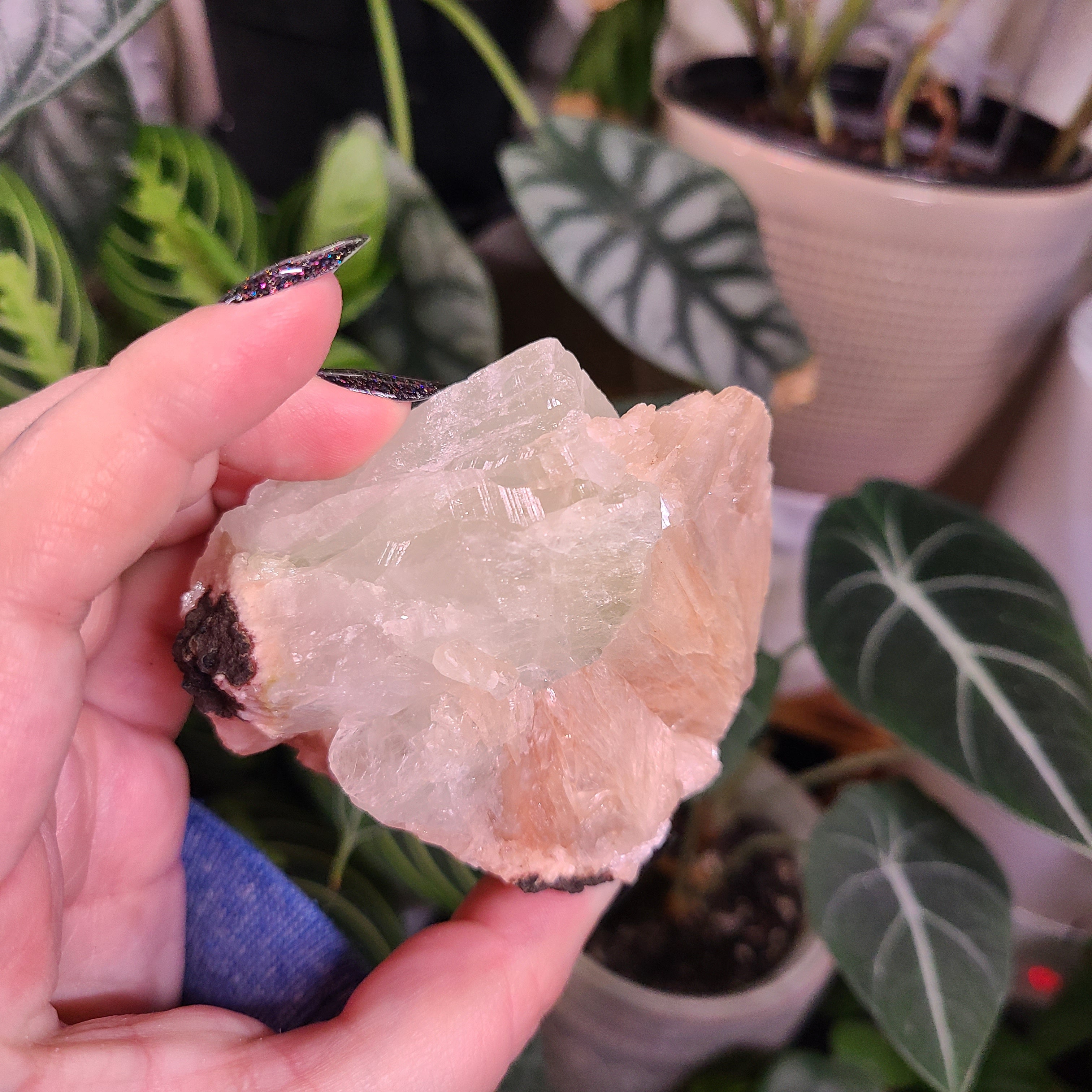 Peach Stilbite with Green Apophyllite Specimen