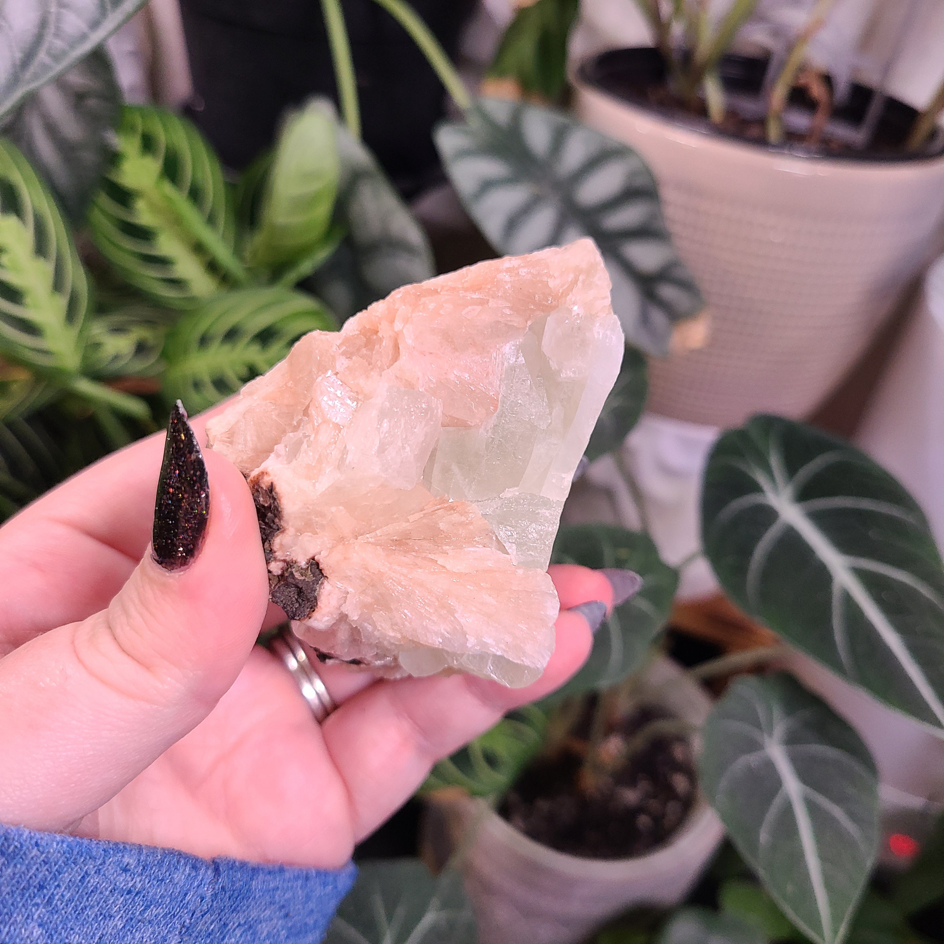 Peach Stilbite with Green Apophyllite Specimen