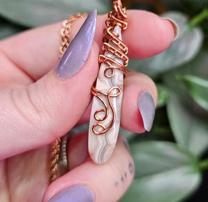 Laguna Lace Agate Necklace in Copper