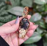 Load image into Gallery viewer, Fossil Palm Root Coffin Necklace in Copper
