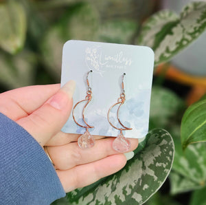 Lavender Amethyst Moon Drop Earrings - Copper