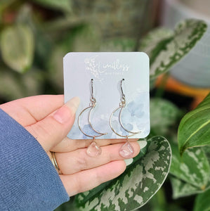 Lavender Amethyst Moon Drop Earrings - Silver