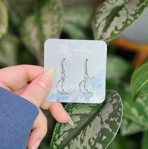 Mini Twisted Moon Earrings - Silver