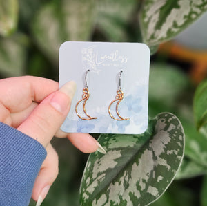 Mini Twisted Moon Earrings - Copper