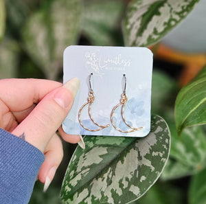 Twisted Moon Earrings - Copper