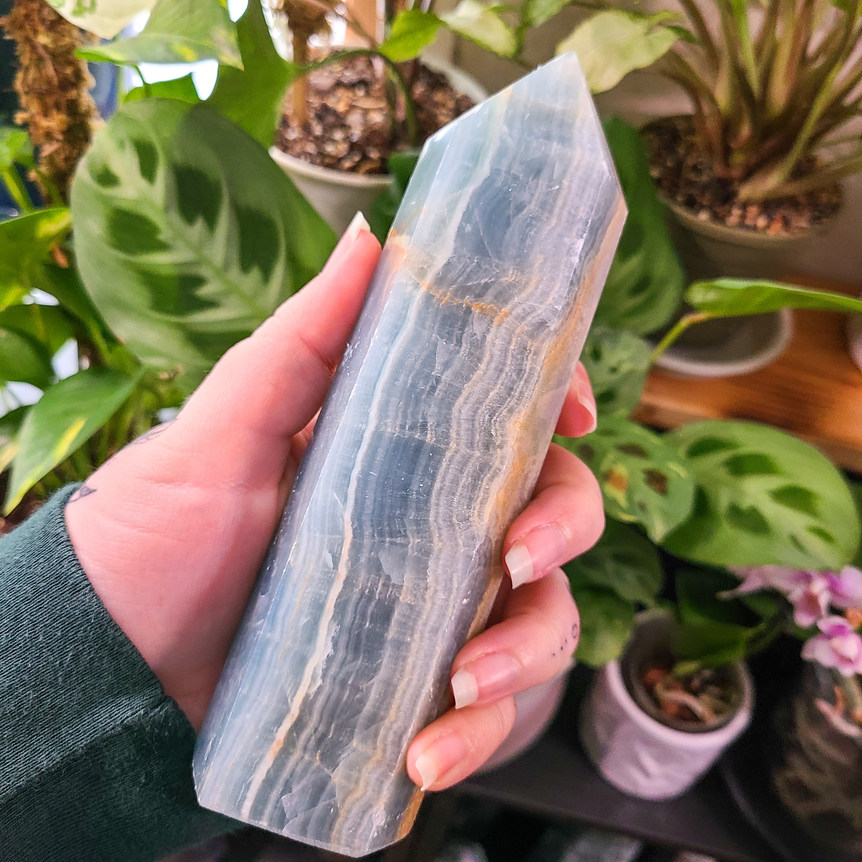 Blue Onyx Tower - XLB - Lumarian Aquatine Calcite