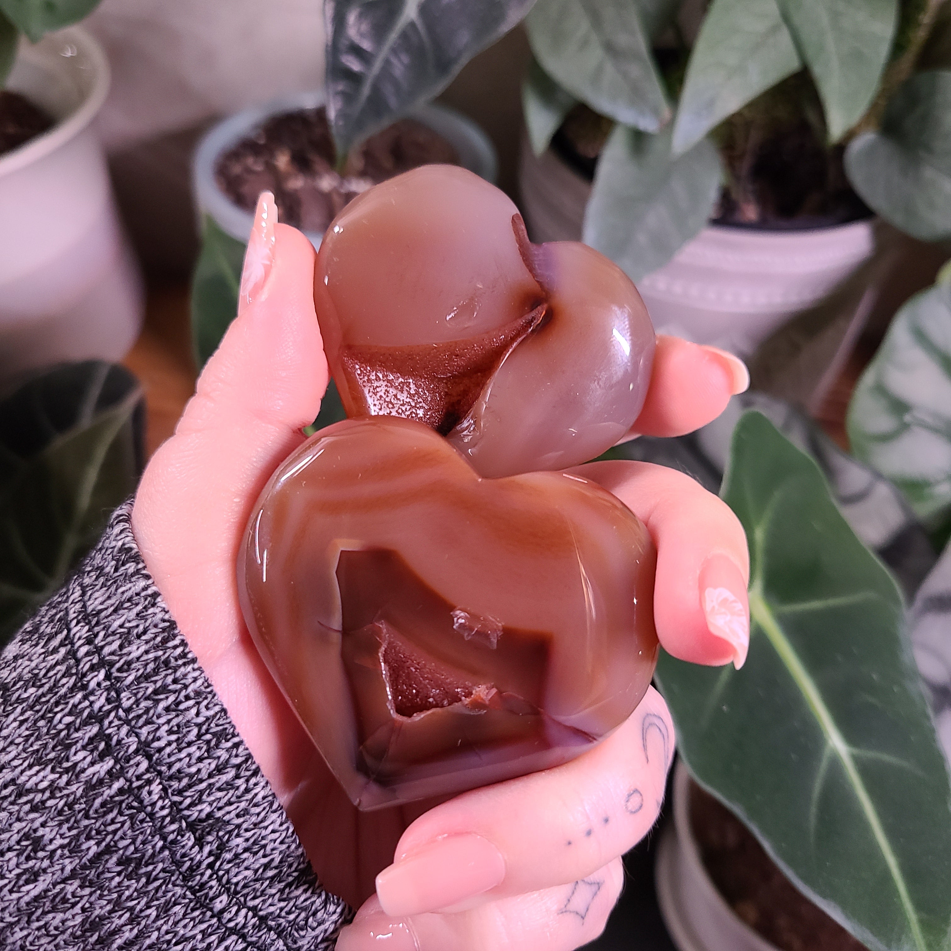 Carnelian Druzy Hearts