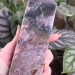 Load image into Gallery viewer, Moss Agate with Amethyst Obelisk - F
