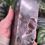 Load image into Gallery viewer, Moss Agate with Amethyst Obelisk - F
