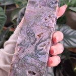 Load image into Gallery viewer, Moss Agate with Amethyst Obelisk - H
