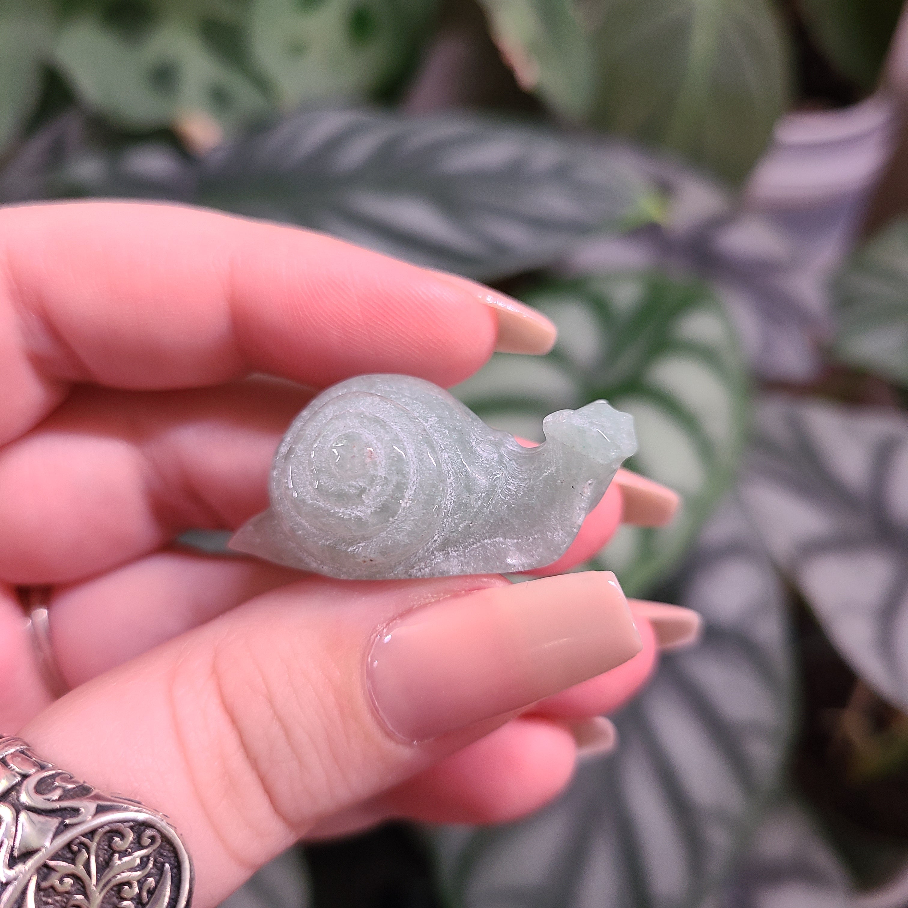 Green Aventurine Mini Snail Carvings - Intuitively Chosen