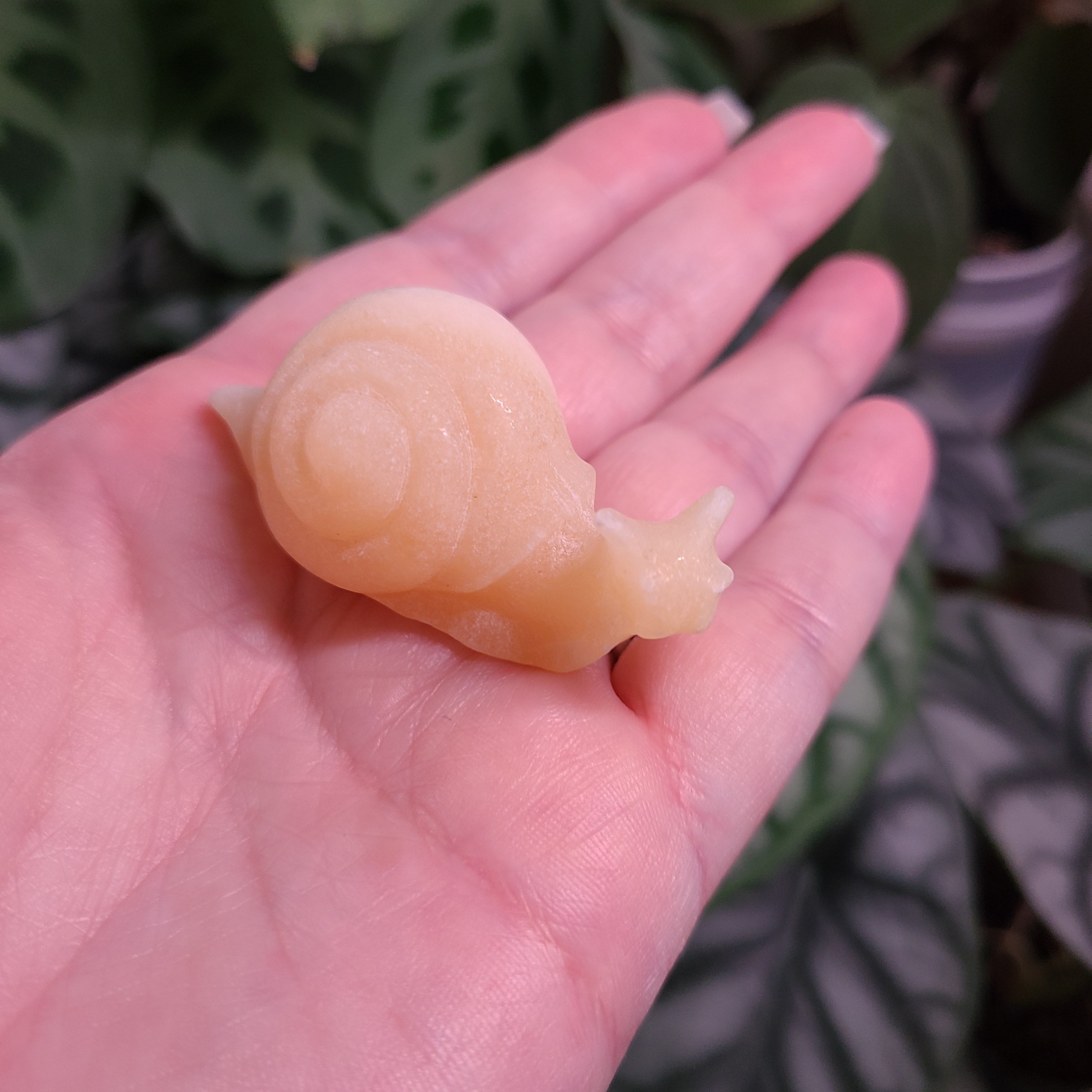 Orange Calcite Small Snail Carving