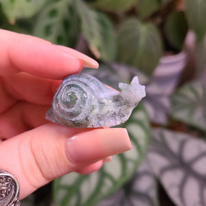 Moss Agate Mini Snail Carvings