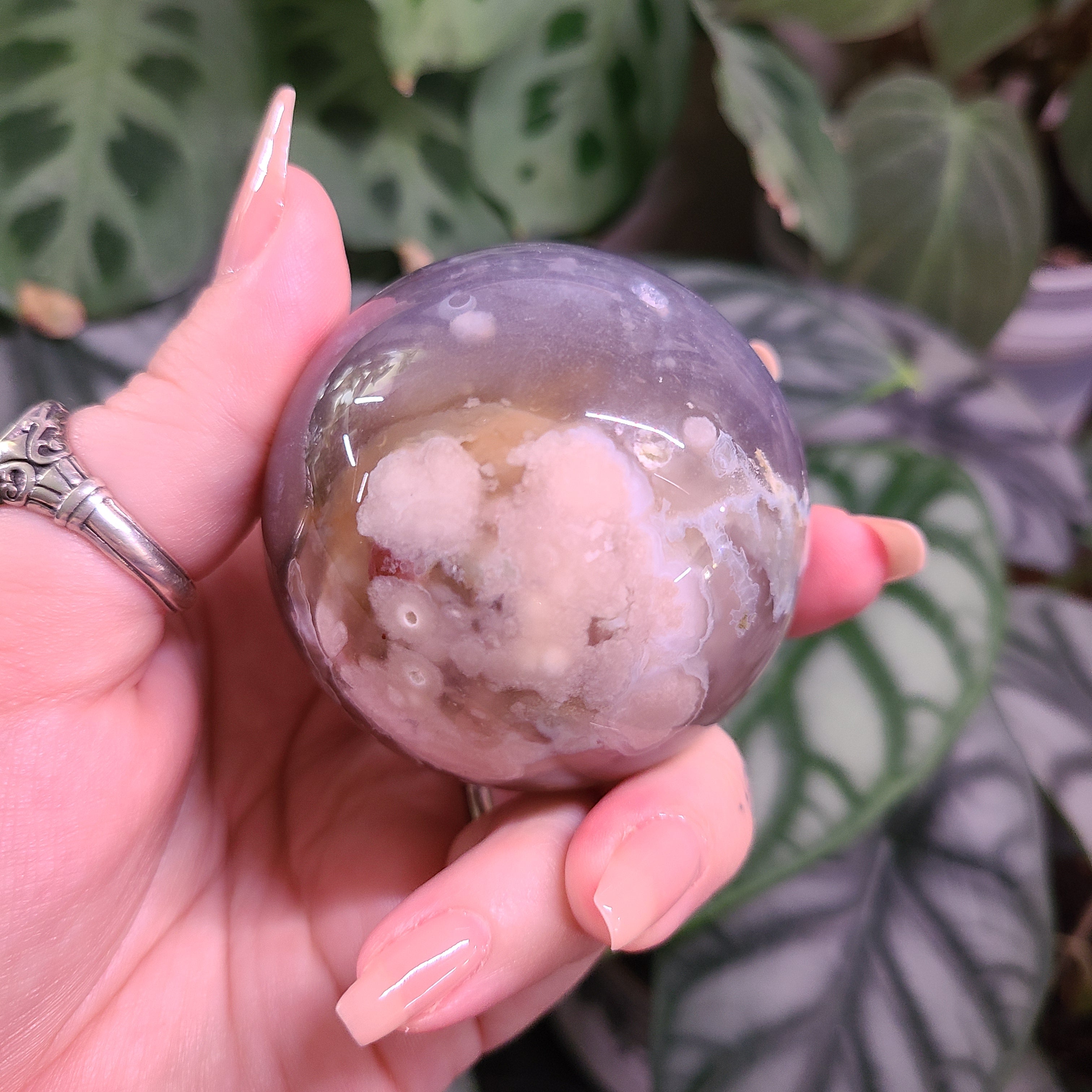 Dark Flower Agate Spheres - Large