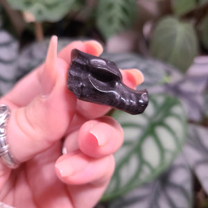 Silver Sheen Obsidian Dragon Skull Carvings - Intuitively Chosen