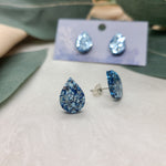 Load image into Gallery viewer, Baby Blue Glitter Teardrop Stud Earrings
