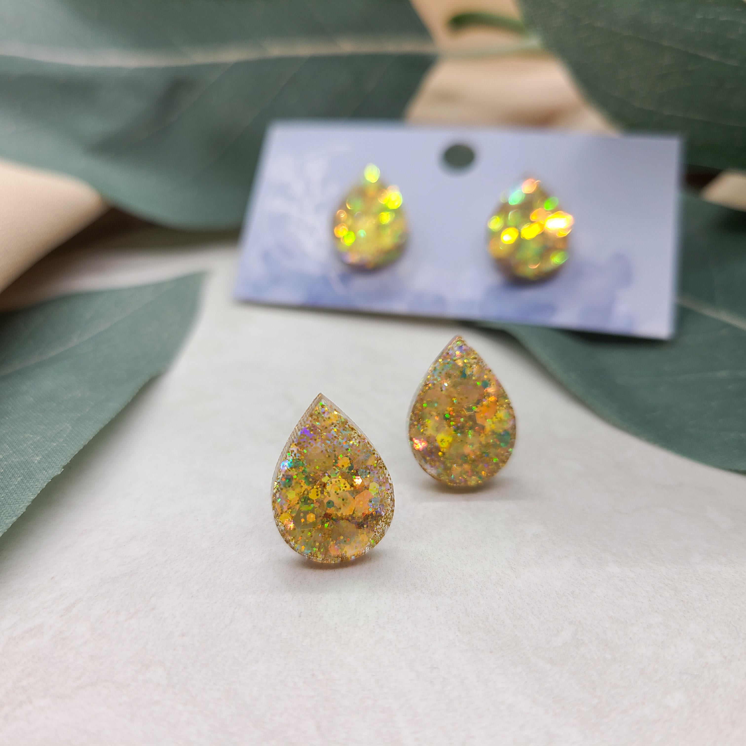 Yellow Gold Teardrop Stud Earrings