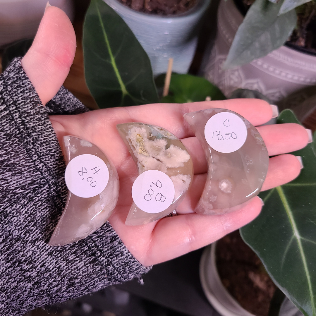 Flower Agate Moon Bowls