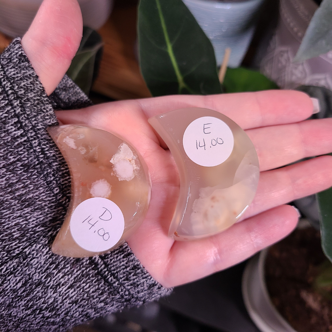 Flower Agate Moon Bowls